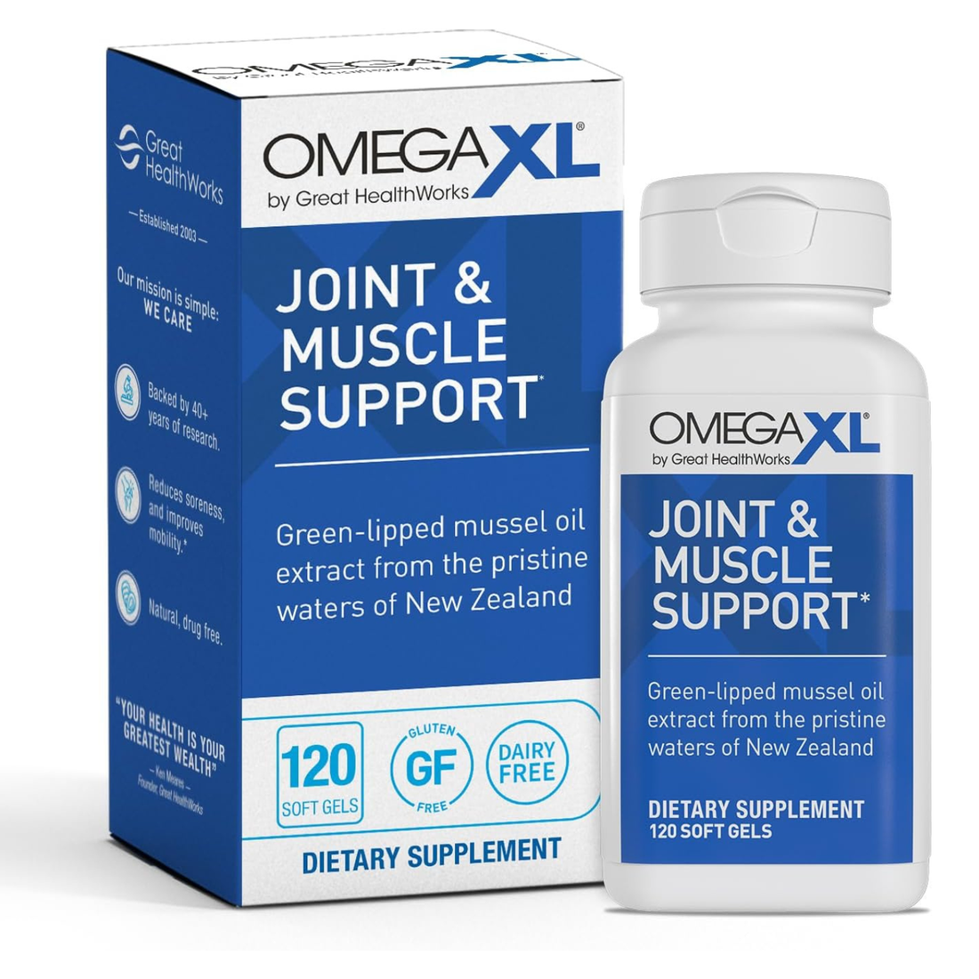 OmegaXL Natural Muscle & Joint Support Supplement - 120 Capsules