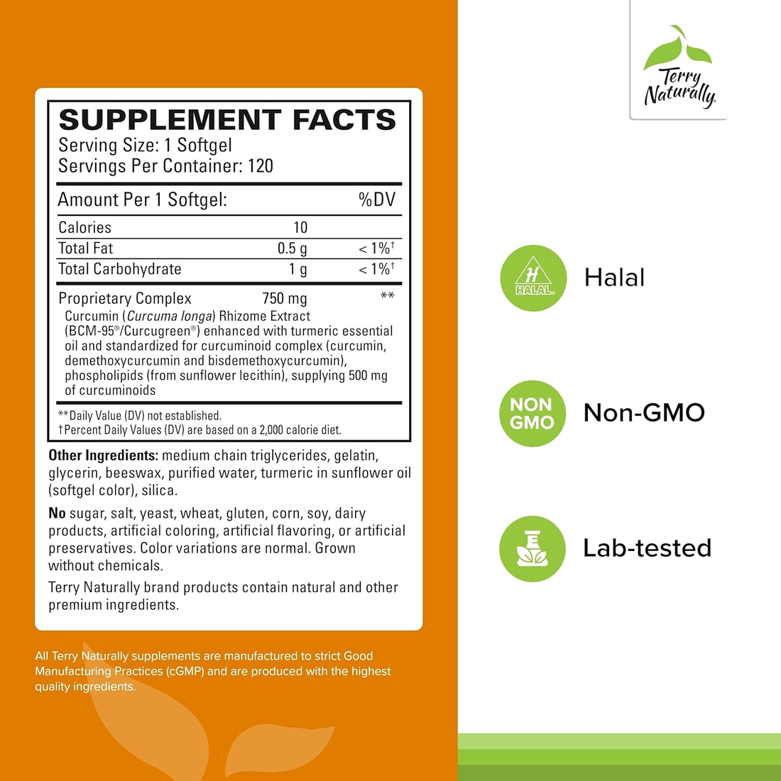 Terry Naturally CuraMed Superior Absorption Curcumin 750 mg Curcumin Complex 120 Softgels